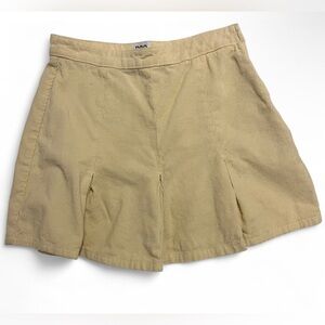 Cream Corduroy Pleated Mini Skirt